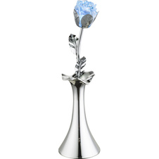 Dekorativní svítidlo, chrom, akryl, váza s růžičkou, vypínač, změna barvy světla, bez baterií 3xAAA 1.5V, Ø8cm, V:29cm, 1xRGB LED 0.06W 4.5V, multicolor.