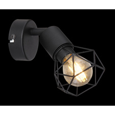 Nástěnné svítidlo, kov černý, ŠxV: 8x14cm, H:13cm, bez žárovky 1xE14, max. 40W 230V