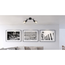 Nástěnné svítidlo, kov černý, DxŠxV: 22x8x18cm, bez žárovek 2xE14, max. 40W 230V