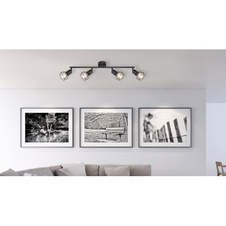 Stropní svítidlo, kov černý, nastavitelné, DxŠxV: 60x8x20cm, bez žárovek 4xE14, max. 40W 230V