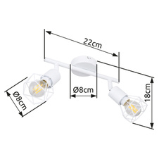 Nástěnné svítidlo, kov bílý, DxŠxV: 22x8x18cm, bez žárovek 2xE14, max. 40W 230V
