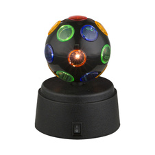 Dekorativní svítidlo, černý plast, plast multicolor, otočná disko koule, vypínač, bez baterií 3xAA 1,5V baterie, Ø9cm, V:12cm, včetně 3xLED 0,06W 3V, bílá.