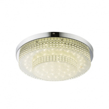 Stropní svítidlo, kov chrom, akryl, plast, křišťálový efekt, Ø 380, V: 90, včetně 1xLED 24W 230V, 1870lm, 4000K.