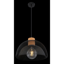 Závěsné svítidlo, černý kov, černý kov, s korkem, Ø35cm, V:150cm, bez žárovky 1xE27, max. 60W 230V