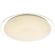 Stropní svítidlo, kov bílý, plast satin, plast průhledný, třpytivý efekt, stmívatelná, dálkové ovládání, fixace barev, Ø56cm, V:8cm, 1xLED 60W 230V, 5000lm, změna barvy světla 2700K-6500K