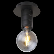 Stropní svítidlo, černý kov, černý hliník, bez stínítka, objímka s drážkami, Ø150, V: 110, bez žárovky 1xE27, max. 60W 230V