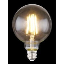 Žárovka, kov stříbrný, sklo průhledné, Globe, Ø9,5cm, V:14cm, 1xE27 LED 7W 230V, 750lm, 2700K