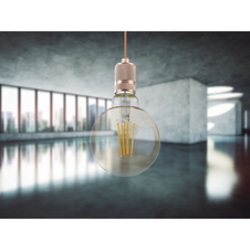 Žárovka, kov stříbrný, sklo jantár, Globe, stmívatelné, Ø9,5cm, V:14cm, 1xE27 LED 7W 230V, 670lm, 2700K