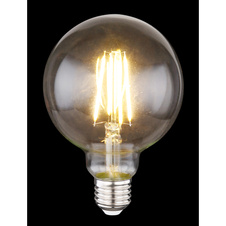 Žárovka, kov stříbrný, sklo průhledné, Globe, stmívatelné, Ø9,5CM, V:14CM, 1xE27 LED 7W 230V, 700lm, 2700K