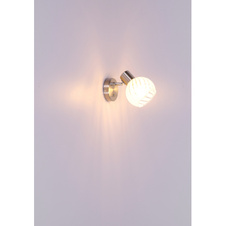Nástěnné svítidlo, nikl, sklo průhledné bílé, vypínač, ŠxV: 13x15cm, H:16cm, bez žárovky 1xE27, max. 40W 230V