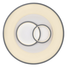 Stropní svítidlo, kov, akryl šedý a bílý, paměťová funkce, nočné svetlo, stmívatelné, dálkové ovládání, fixace barev, Ø48cm, V:10cm, včetně 1xLED 50W 230V, 200-6900lm zdroj, 80-2000lm výstup, změna barvy světla 3000-4500-6000K
