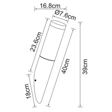 Venkovní svítidlo, nerez, antracit, plast opál, IP44, Ø8cm, V:39cm, H:17cm, bez žárovky 1xE27, max. 60W 230V