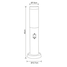 Venkovní svítidlo, nerez, antracit, plast opál, IP44, čidlo: 90°, dosah: 2-8m, Ø13cm, V:45cm, bez žárovky 1xE27, max. 30W 230V