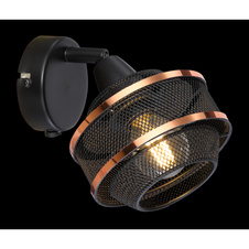 Nástěnné svítidlo, kov černý, kov černý a zlatý, nastavitelné, vypínač, ŠxV: 12x16cm, H:15cm, bez žárovky 1xE14, max. 40W 230V