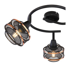 Stropní svítidlo, kov černý a zlatý, nastavitelné, Ø25cm, V:22cm, bez žárovek 3xE14, max. 40W 230V