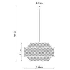 Závěsné svítidlo, kov černý a zlatý, Ø35cm, V:150cm, bez žárovky 1xE27, max. 60W 230V