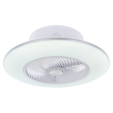 Stropní ventilátor, kov bílý, akryl bílý, kov stříbrný, motor 18W, 6 úrovní, časovač, paměťová funkce, noční světlo, stmívatelné, dálkové ovládání, fixace barev, Ø58cm, V:22cm, včetně 1xLED 40W 230V, 4520m , 3000-6000K