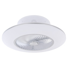 Stropní ventilátor, kov bílý, akryl bílý, kov stříbrný, motor 18W, 6 úrovní, časovač, paměťová funkce, noční světlo, stmívatelné, dálkové ovládání, fixace barev, Ø58cm, V:22cm, včetně 1xLED 40W 230V, 4520m , 3000-6000K