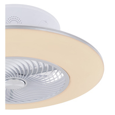 Stropní ventilátor, kov bílý, akryl bílý, kov stříbrný, motor 18W, 6 úrovní, časovač, paměťová funkce, noční světlo, stmívatelné, dálkové ovládání, fixace barev, Ø58cm, V:22cm, včetně 1xLED 40W 230V, 4520m , 3000-6000K