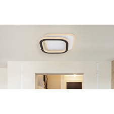Stropní svítidlo, kov bílý a černý, akryl bílý, horní část otočná, DxŠxV: 30x27x6cm, včetně 1xLED 30W 230V, 3900lm zdroj, 1700lm výstup, 3000K