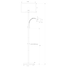 Stojanové svítidlo, nikl, plast, textil šedý, světlo na čtení nastavitelné, 2x vypínač, Ø40cm, V:170cm, bez žárovek 1xE27, max. 40W 230V a 1xE14, max. 25W 230V