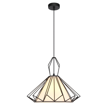 Závěsné svítidlo, kov černý, textil bílý, Ø 400, V: 1200, bez žárovky 1xE27, max. 60W 230V