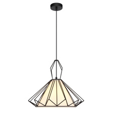 Závěsné svítidlo, kov černý, textil bílý, Ø 400, V: 1200, bez žárovky 1xE27, max. 60W 230V