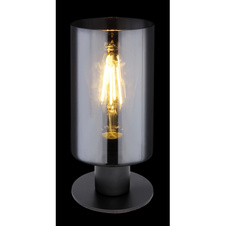 Stolní svítidlo, kov černý matný, kouřové sklo, vypínač, Ø10cm, V:22cm, bez žárovky 1xE27, max. 60W 230V