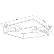 Stropní svítidlo, kov černý matný, dřevo, DxŠxV: 640x640x145, bez žárovek 5xE27, max. 60W 230V