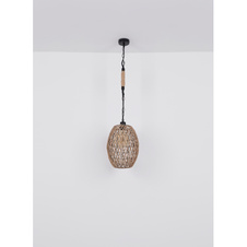 Závěsné svítidlo, kov černý matný, konopné lano hnědé, černý řetěz, Ø24cm, V:135cm, bez žárovky 1xE27, max. 60W 230V