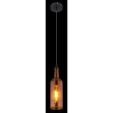Závěsné svítidlo, kov černý, akryl, jantarová láhev, Ø100, V: 1070, bez žárovky 1xE27 LED, max. 8W 230V