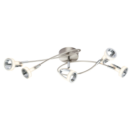 Stropní svítidlo, kov, nikl, chrom, satinovaný plast, DxŠxV: 630x410x180, včetně 5xLED 4W 230V, 310lm, 3000K.