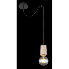 Závěsné svítidlo, kov černý matný, dřevo, Ø120, V: 1600, bez žárovky 1xE27, max. 60W 230V