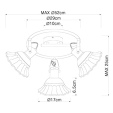 Stropní svítidlo, kov bílý a černý, keramika bílá a černá, Ø29cm, V:25cm, bez žárovek 3xE27, max. 40W 230V