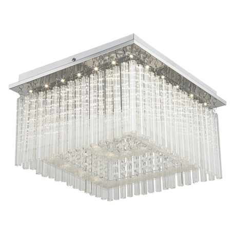 Stropní svítidlo, chrom, akryl, skleněné tyčinky čiré, sklo čiré, DxŠxV: 36x36x22cm, včetně 1xLED 21W 230V, 1860lm, 4000K.