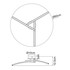 Stropní svítidlo, kov černý matný, plast bílý, nastavitelné, změna barvy světla pomocí nástěnného vypínače, Ø60cm, V:13cm, včetně 1xLED 18W 230V, 1940lm zdroj, 1500lm výstup, změna barvy světla 3000-4000-6000K