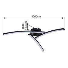 Stropní svítidlo, kov černý matný, plast opál, nastavitelné, změna barvy světla pomocí nástěnného vypínače, Ø60cm, V:13cm, včetně 1xLED 18W 230V, 1940lm zdroj, 1500lm výstup, změna barvy světla 3000-4000-6000K