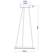 Závěsné svítidlo, kov černý matný, plast bílý, Ø39cm, V:120cm, včetně 1xLED 19W 230V, zdroj 2600lm, výstup 900lm, 3000K