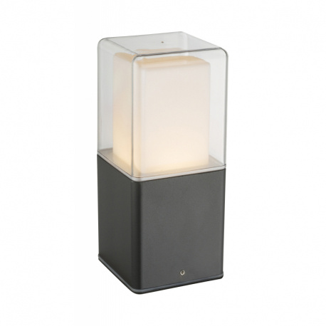 Venkovní svítidlo, hliník, černá, sklo opálové a čiré, IP44, DxŠxV: 85x85x200 včetně 1xLED 12W 36V, 600Lm 3000K.