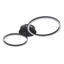 Stropní svítidlo, kov černý matný, plast opál, kruhy Ø25cm a Ø21 cm, DxŠxV: 49x25x8cm, včetně 1xLED 24W 230V, 28300lm zdroj, 900lm výstup, 3000K