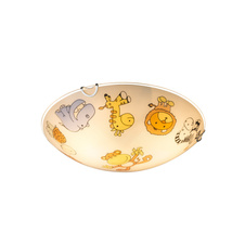 Stropní svítidlo, bílá, vícebarevné sklo s dětským vzorem, Ø30cm, V:7cm, bez žárovek 2xE27, max. ILLU 60W 230V.