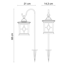 Solární svítidlo, bílé, plast bílý, plast průhledný, IP44, 1xAA 300mAh 1,2V, DxŠxV:210x143x680mm, včetně 1xLED 0,06W 3,2V