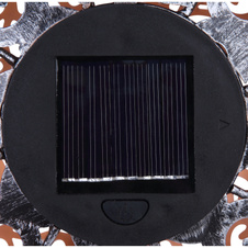 Solární svítidlo, kov stříbrné barvy s dekorativním děrováním, součástí balení baterie 300mAh 3,7V, IP44, koule s ozdobnou síťovinou, Ø285mm, V:400mm, vč. LED 0,12W 3V, 3000K