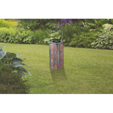 Solární svítidlo kov stříbrno-šedý, kov stříbrná metalíza, vypínač, součástí balení baterie AAA 300mAh 1,2V, IP44, k zavěšení, na postavení a se zemním hrotem, DxŠxV:102x102x260mm, včetně LED 0,06W 3V, 3000K