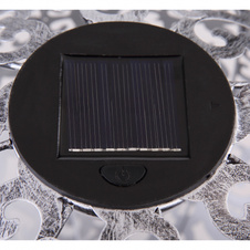 Solární svítidlo, kov stříbrný a černý, stínítko s dekorativním opletením, IP44, vypínač, včetně baterie Lithium AKKU 300mAh 3,7V, Ø285, V: 400, včetně 1xLED 0,12W 3V, 3000K