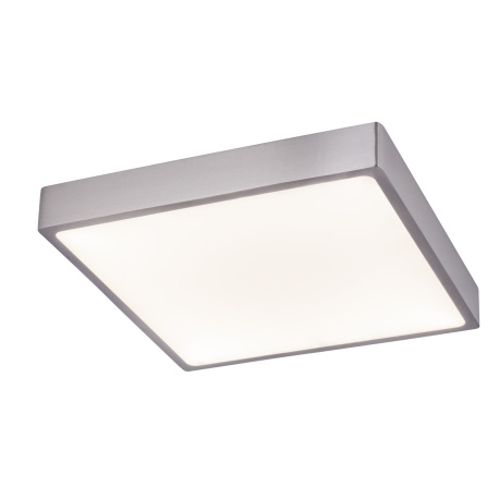 Stropní svítidlo, hliník matný nikl, akryl opálový, stmívatelné, DxŠxV: 22x22x3cm, včetně 1xLED 28W 230V, zdroj 3200lm, výstup 2200lm, 4000K