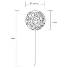 Solární svítidlo kov stříbrno-šedý, kov stříbrná metalíza, vypínač, součástí balení dobíjecí baterie AA 300mAh 1,2V, IP44, zemnící hrot, koule s ozdobnými prolisy, Ø185mm, V:540mm, vč. LED 0,06W 3V, 3000K