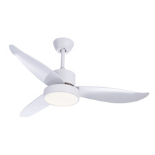 Stropní ventilátor, kov bílý, sklo satinované, vypínač, dálkové ovládání, Ø115cm, V:45cm, včetně 1xLED 18W 230V, 1292lm, 4000K