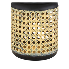 Solární svítidlo kov, bambus hnědá, kov černá, vypínač, součástí balení baterie AA 200mAh 1,2V, IP44, lucerna v bambusovém vzhledu k zavěšení nebo postavení, Ø120mm, V:300mm, vč. LED 0,06W 3V, 3000K