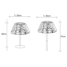 Solární svítidlo kov stříbrné barvy, starožitné, zlaté ozdobné děrování, černá, součástí balení baterie AA 300mAh 1,2V, IP44, zemnící bodec nebo stolní lampa, Ø200mm, V:370mm, vč. LED 0,06W 3V, 3000K